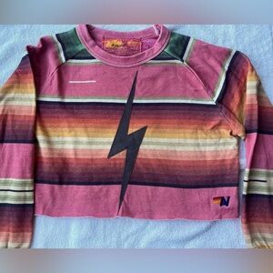 Aviator Nation Serape Cropped Sweatshirt Size M.